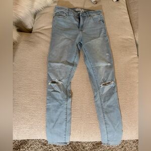 Abercrombie & Fitch Light Blue Distressed Skinny Jeans
